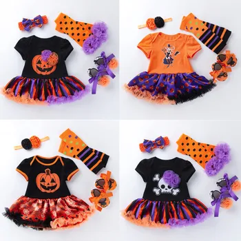 Noua Petrecere de Halloween pentru Copii Copii Cosplay Costum Fete pentru Copii Dovleac Salopetă 0-24M Nou-născut Haine de Bumbac Seturi de Cadouri pentru Copii