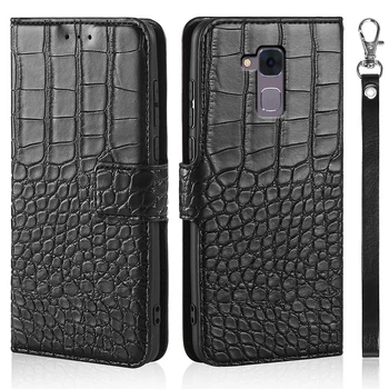 De lux Caz Flip pentru Huawei Honor 5C Versiunea rusă Nu Amprentă Acoperi Textura de Crocodil Piele de Design de Carte de Telefon Coque Capa