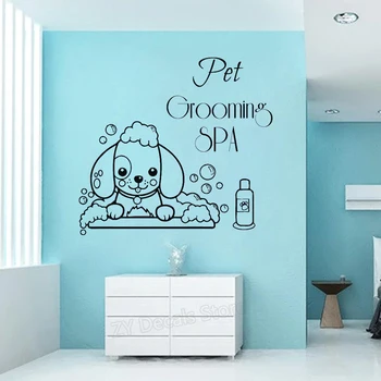 Animale de companie Îngrijire Spa Decalcomanii de Perete Pet Shop Perete Fereastră Decor de Vinil Autocolante Drăguț Câine Tapet adesivo de parede de Animale picturi Murale Z930