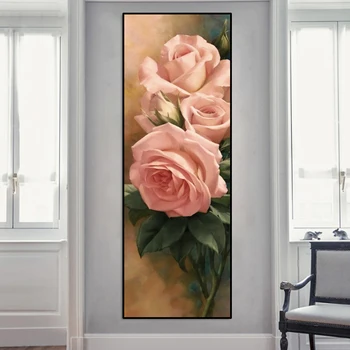 Clasic Flori, Pictura in Ulei pe Panza, Postere si Printuri de Arta de Perete Tablou Trandafir Roz Imaginile pentru Camera de zi de Decorare Acasă