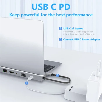 11 in 1 USB de Tip C Hub Adaptor Laptop Docking Station HDMI, VGA, RJ45 PD Pentru MacBook HP Lenovo Suprafață Compatibil Thunderbolt 3