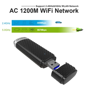 EDUP 1200Mbps Wifi Adaptor USB Wireless Dual Band 2.4 Ghz/5Ghz Receptor Wifi 802.11 ac, USB 3.0, placa de Retea Adaptor pentru PC, Laptop