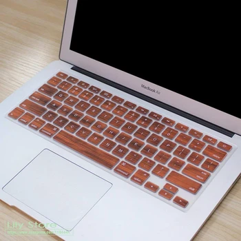 Pentru MacBook Air 13.3 Lemn Masiv Textura Keyboard Cover Silicon Piele Pentru MacBook Pro 13 15 cu sau w/out Retina