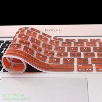 Pentru MacBook Air 13.3 Lemn Masiv Textura Keyboard Cover Silicon Piele Pentru MacBook Pro 13 15 cu sau w/out Retina