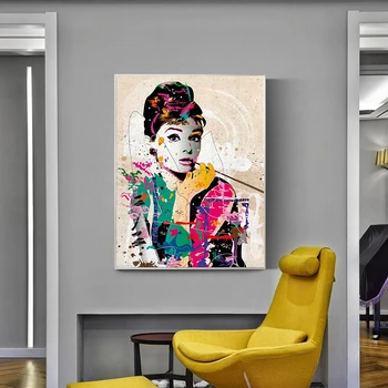 Audrey Hepburn Moderne Abstracte Pictura In Ulei Printuri Panza Pictura Arta De Perete Modular De Perete Tablou Pentru Dormitor Decor Acasă