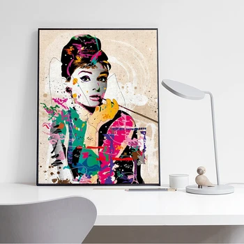 Audrey Hepburn Moderne Abstracte Pictura In Ulei Printuri Panza Pictura Arta De Perete Modular De Perete Tablou Pentru Dormitor Decor Acasă