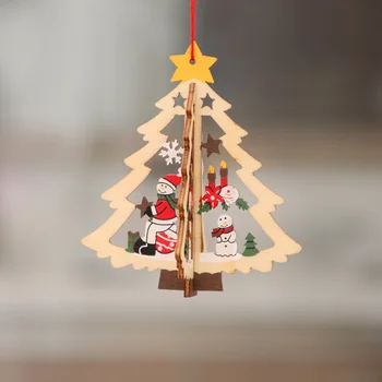 8Pcs din Lemn Decor de Crăciun Scobite Agățat Tag Lemn Stele Bell Fulg de nea Crăciun Decor Pandantiv Tag-uri Cadou