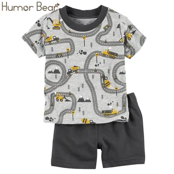 Umor Urs Vara 2019 Băieți Copii Haine de Moda Casual, stil de Desene animate de Bumbac T-shirt, Blaturi+ pantaloni Scurti Copii Îmbrăcăminte pentru Copii Set