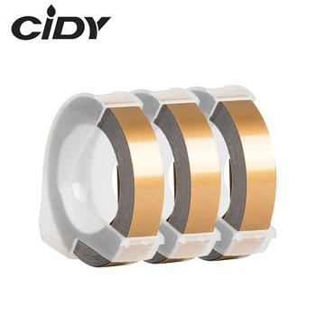 CIDY 3 role 9mm*3m Dymo 3D din Plastic Compagne de Culoare de Aur Relief Bandă de Relief aparat de etichetat DYMO 1011 1610 12965 Motex E101