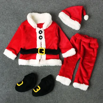 4buc bebe Moș Crăciun Topuri+pantaloni+hat+sosete Costum Set Costum de Bumbac pentru Sugari Corp cu Maneci Lungi Haine pentru Copii