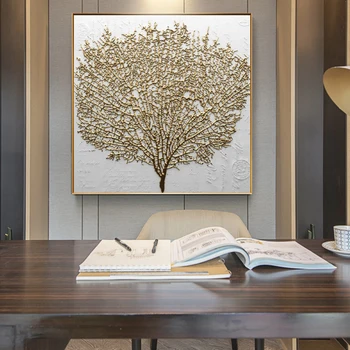 Acasă Decorative Stil Nordic Printuri de Arta de Perete Panza Pictura Abstractă Golden Tree Modular Imagini Moderne pentru Camera de zi