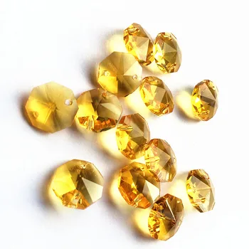 Calitate de Top 100buc Aur 14mm Cristal Octogon Candelabru Accesorii în Două găuri (Gratuit Inele) Diy Cristal Cortina de Sticla Margele