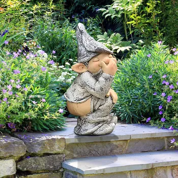 Gnome bătrân statuie rășină grădină ornamente decor rafinat și interesant rășină obraznic grădină goblin decor F4