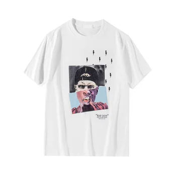 Neil Barrett 2020 nouă primăvară cu maneci scurte t-shirt pentru bărbați fulger portret imprimat bumbac T-shirt liber gât pentru bărbați T-shirt