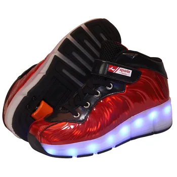 Led Roata Adidași pentru Copii Adult USB de Încărcare Stralucitoare Pantofi cu Role cu Lumini Roți Duble Copii Pantofi de Skate Dimensiune 28-43