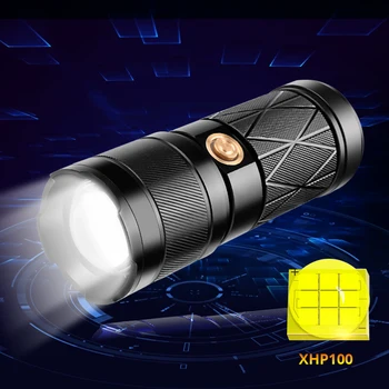 400000LM XHP100 Lanterna 6LED Felinar Portabil Baterie Built-in USB Reîncărcabilă Lanterne Tactice Lampă de Lucru Cu Stopul