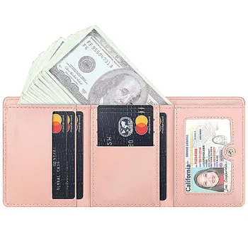 De lux Cerb Scurt Trifold Wallet Doamna de Moda pentru Femei Portofele Titularul Cardului de Credit, Monedă Mică Posete Femei Pu Piele Solid