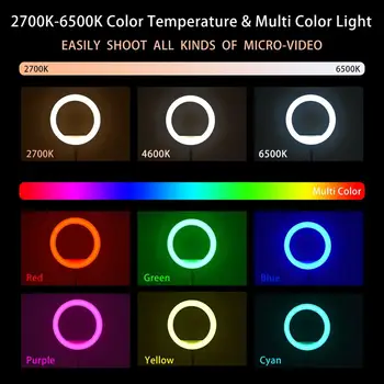 Fosoto 18 Inch RGB Fotografice de Lumină Led-uri Curbate suprafata Inel de Lampa Cu Trepied Si Telecomanda Port USB Pentru Youtube Machiaj de Fotografiere