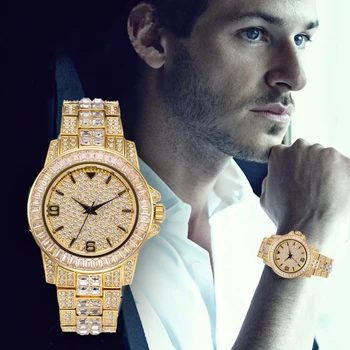 MISSFOX Ceasuri Barbati Barbati 2020 Diamant Ceas Barbati Brand de Lux Omul de Ceas Aur 18K Impermeabil Cuarț Ceas de mână