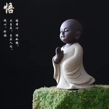 Zen nisip violet statui ale lui buddha ceramice călugăr ceramica ceai de companie acasă decorare ceai masa de joc ornamente