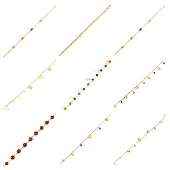 DoreenBeads Multi-stiluri Lanț de Cupru Placat cu Aur Culoare Picură Ulei Stras Conector Link-ul de Lanturi pentru Bijuterii DIY ,1 M lungime