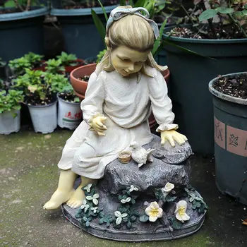 În Aer Liber, Grădinărit Rășină Fată Băiat Papusa Sculpturi Meserii Peisaj Villa Figurine Decor Curte, Parc De Statui, Ornamente