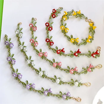 HUANZHI 2020 NOU Elegant Retro Perle de apa Dulce Albe de Plante Clopot Orhidee Frunze Flori Brățară Pentru Femei Partid de Bijuterii Cadou