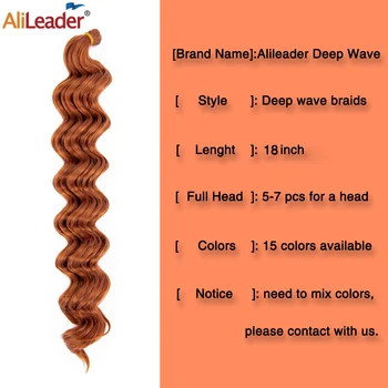 Alileader 6 Buc en-Gros de Profundă Val de Croșetat de Păr Fascicule de Fibre Sintetice Impletite Pentru Femei Blonde BUG Negru Extensii de Par
