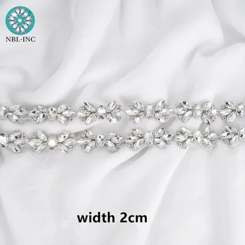 (1 curte ）Argint aur stras de cristal de mireasa curea tapiterie de aur de fier de pe cos pentru o rochie de mireasa WDD1064