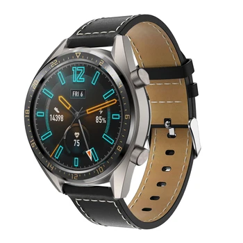 22mm Piele Watchband pentru Huawei Watch GT GT2 2E Înlocuire Brățară de Curea Pentru Amazfit GTR 47mm din Oțel Inoxidabil Catarama Incuietoare