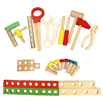 Copii de Lemn Set de Reparație Instrument Instrument Multifuncțional Set Jucării DIY Caseta de Întreținere Pretinde Jucărie de Învățământ Cadou de Ziua de nastere
