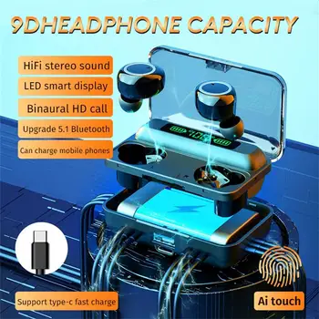 F9 TWS Atingeți Wireless Căști 5.1 Bluetooth 3500mAh 8D Bass Stereo Impermeabil Cercei set cu Cască Cu Microfon Caz de Încărcare