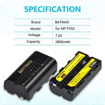 Batmax NP-F550 NP-F570 F550 Baterie+LCD Dual USB Încărcător pentru Yongnuo GODOX Video cu LED-uri de Lumină YN300 II YN300 III YN600 Aer T119S