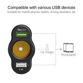 OLAF Incarcator Auto Quick Charge 3.0 Cu Soclu Bricheta Auto Dual USB Încărcător Pentru iPhone 8 7 6 Samsung S8 Xiaomi GPS DVR