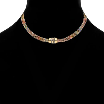 VAROLE Cristal Colorat Ochiuri Lanț Cravată Colier pentru Femei de Culoare de Aur Indesata Coliere Bijuterii de Moda de Petrecere Collier
