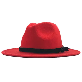 Noua Moda Negru Rosu Mozaic Jazz Panama Wollen Simțit Pălărie Fedora Toamna Iarna Femei Bărbați Biserica Pălărie de Top Caps L XL