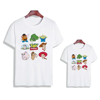 Harajuku Femei Bărbați Famliy Uite Tricou Tricouri Lejere Casual Tricou Frați și Surori, Copii Toy Story Imprimare Alb T-shirt