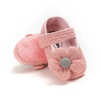 Primul copil WalkersKids Copil Nou-născut Băiat Fată Unisex Talpă Moale Crib Pantofi Floare de Bumbac, Pantofi drăguț