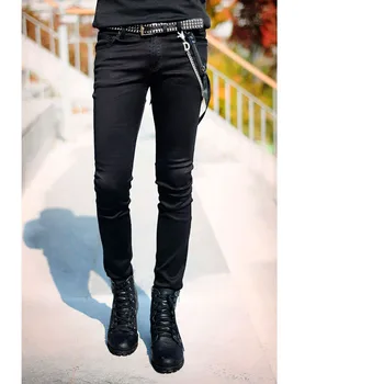Idopy Fierbinte De Vânzare Mens Slim Fit Jeans Punk Se Răcească Gotic Super Pantaloni Skinny Cu Lanț Pentru Bărbați