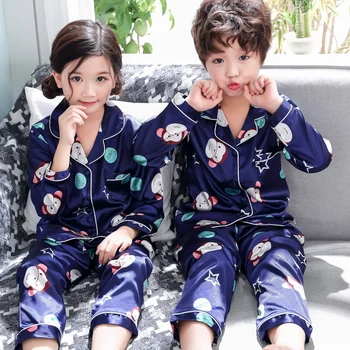 WAVMIT 2020 Toamna Iarna cu Maneca Lunga Copii Set de Pijamale Pijamale de Mătase Set Baieti Pijamale, Seturi pentru Copii Pijamale Pijamale Fete