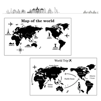 Dimensiune mare Hartă a Lumii Autocolante de Perete Negru pe Harta Lumii Home Decor pentru Camera Copii Dormitoare Călătorie Avion Decalcomanii de Perete