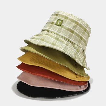 LVYI068 Noi femeile floppy casual bumbac găleată cu capac Nou dublu partea purta pescar pălărie panama simbol broderie capac gorros