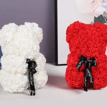Cadou Ziua îndrăgostiților 25cm Teddy a Crescut Urs Cu Cutie Artificiale Spuma PE Trandafiri Artificiale, Flori de Nunta te Căsătorești cu Mine Decorarea Camerei