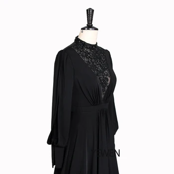 De lux 2020 Musulman Negru rochie de Seara cu maneci lungi elegante, halat de serată oficială gownYeWen arabă rochii de bal