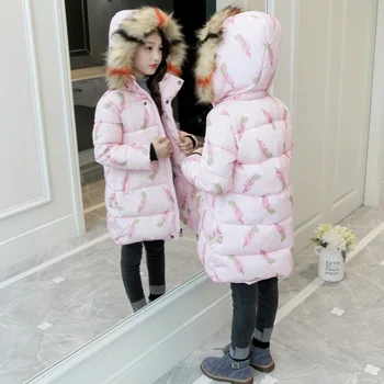 Moda Copii Fete Sacou Gros Cald Sacou Lung Paltoane Pentru Iarna Fete De Crăciun Îmbrăcăminte Exterioară Fete Cu Gluga De Blană Hanorace, Haine De Blana