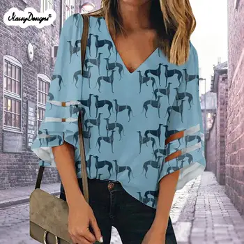 Noisydesigns Vara Femei Bluze Albe Ogari, Câini Animal Print Tunnic Liber Office Camasa Plus Dimensiune XXL Mujer Blusas Personalizate