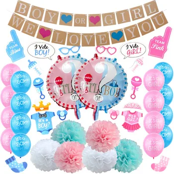 Gen Dezvăluie Set Decoratiuni Partid Balon Gonflabil Copil de Dus Băiat Fată Decor este Un Băiat, O Fată dragă, Baloane Copii