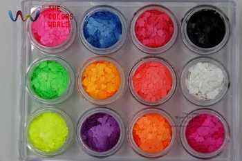 TCT-022 Culoare Neon solvent rezistente forme de Inima si 12 tipuri de culori Sclipici pentru unghii ,unghii cu gel,machiaj și decorare DIY