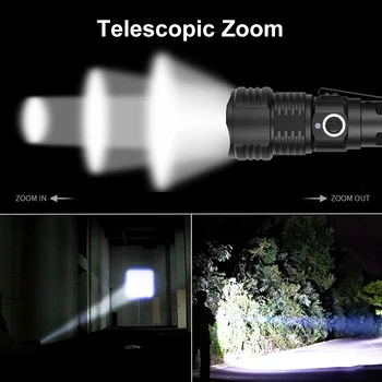4-culoare Lanterna LED-uri USB Reîncărcabilă 18650 Lanterna Impermeabil Puternic în aer liber Camping Lanterna Zoom Telescopic Pescuit Lumina