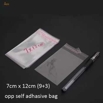 500pcs Resigilabil BOPP/Poly/ Saci de Celofan 7x12cm(9.5+2.5) Transparent OPP cadou saci Plastic ambalare sac de Etanșare Auto-Adezivă